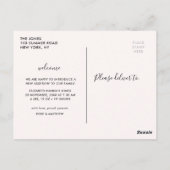 Chic Letting Baby Girl-Geburtsankündigung Postkarte (Rückseite)