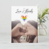 Chic Liebe & Danke LGBT Rainbow Pride Heart Foto (Stehend Vorderseite)