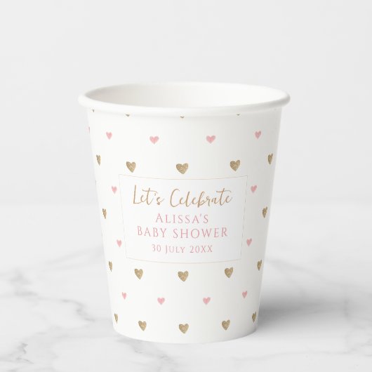 Chic Liebe Heart Baby Dusche Pappbecher (Vorderseite)
