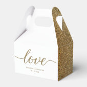 Chic Liebe Script Imitate gold White Custom Weddin Geschenkschachtel (Rückseite)