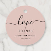 Chic Liebe und dank Blush Pink Hochzeit Geschenkanhänger (Rückseite)