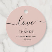 Chic Liebe und dank Blush Pink Hochzeit Geschenkanhänger (Vorderseite)