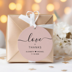 Chic Liebe und dank Blush Pink Hochzeit Geschenkanhänger