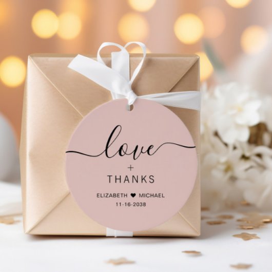Chic Liebe und dank Blush Pink Hochzeit Geschenkanhänger