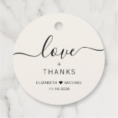 Chic Liebe und Dank Cream Wedding Geschenkanhänger (Rückseite)