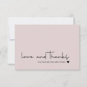 Chic Liebe und Dank Lässigem Script Rosa Rosa Dankeskarte (Vorderseite)