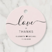 Chic Liebe und dank rosa Hochzeit Geschenkanhänger (Vorderseite)