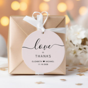 Chic Liebe und dank rosa Hochzeit Geschenkanhänger