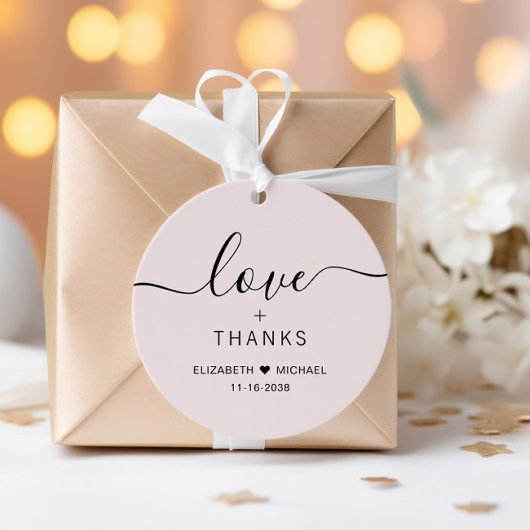 Chic Liebe und dank rosa Hochzeit Geschenkanhänger