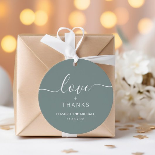 Chic Liebe und Dank Sage Green Wedding Geschenkanhänger