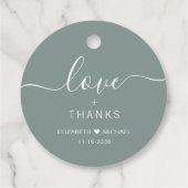 Chic Liebe und Dank Sage Green Wedding Geschenkanhänger (Rückseite)