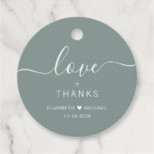 Chic Liebe und Dank Sage Green Wedding Geschenkanhänger (Vorderseite)
