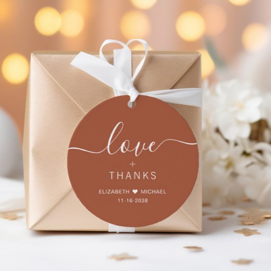 Chic Liebe und Dank Terracotta Wedding Geschenkanhänger