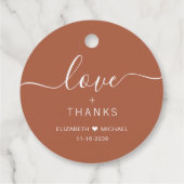 Chic Liebe und Dank Terracotta Wedding Geschenkanhänger (Rückseite)