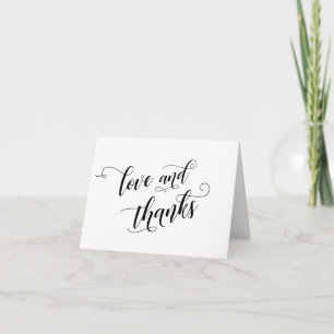 Chic Liebe und Dank Typografie mit schwarzem Scrip Dankeskarte