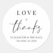 Chic Liebe und danke Hochzeit Runder Aufkleber (Vorderseite)