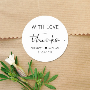 Chic Liebe und Dankeschön Hochzeit Runder Aufkleber