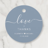 Chic Liebe und Dusty Blue Wedding Geschenkanhänger (Rückseite)