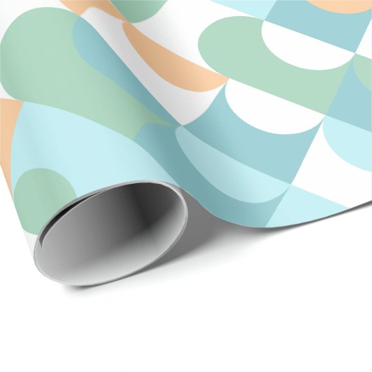 Chic Light Aquamarin Blue Green Circles Art Patter Geschenkpapier (Rolleneckpunkt)