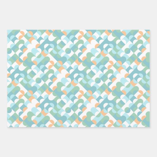 Chic Light Aquamarin Blue Green Circles Art Patter Geschenkpapier Set (Vorderseite 3)
