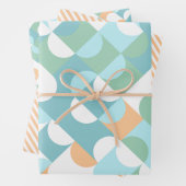 Chic Light Aquamarin Blue Green Circles Art Patter Geschenkpapier Set (Beispiel)