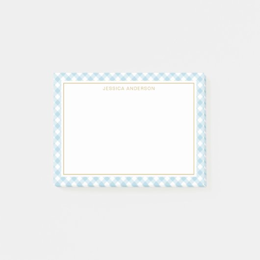 Chic Light Blue and White Gingham Pattern Post-it Klebezettel (Vorderseite)