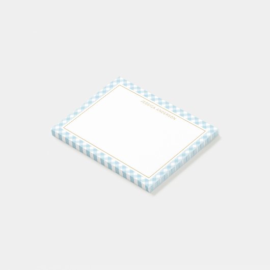Chic Light Blue and White Gingham Pattern Post-it Klebezettel (angewinkelt)