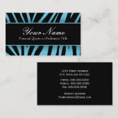 Chic Light Blue Black Zebra Stripes Business Cards Visitenkarte (Vorne/Hinten)
