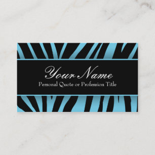 Chic Light Blue Black Zebra Stripes Business Cards Visitenkarte