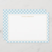 Chic Light Blue Gingham Pattern Mitteilungskarte (Vorne/Hinten)