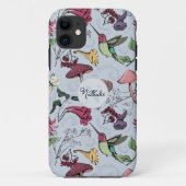 Chic Light Blue Hummingbird Garden Monogram Case-Mate iPhone Hülle (Rückseite)