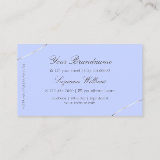 Chic Light Blue mit Beruflichem, weißem Gold-Dekor Visitenkarte (Rückseite)