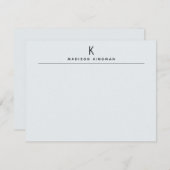 Chic Light Blue Modern Monogram Initial Name Mitteilungskarte (Vorne/Hinten)