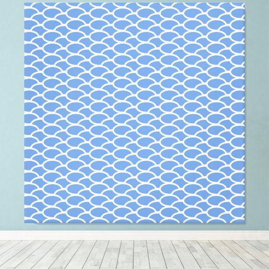Chic Light Blue Tile Ocean Waves Muster Leinwanddruck (Insitu (Holzboden))