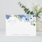 Chic Light Blue Watercolor Blumenschrift Custom Dankeskarte (Stehend Vorderseite)