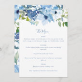 Chic Light Blue Watercolor Blumenschrift Custom Menükarte (Vorne/Hinten)