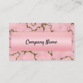 Chic Light Blush Pink Marble Gold Glitzer Script Visitenkarte (Rückseite)