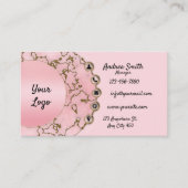Chic Light Blush Pink Marble Gold Glitzer Script Visitenkarte (Vorderseite)