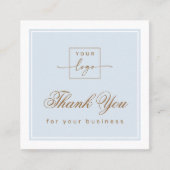 Chic light dusty blue custom logo thank you card quadratische visitenkarte (Vorderseite)