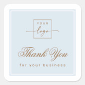Chic light dusty blue custom logo thank you quadratischer aufkleber (Vorderseite)