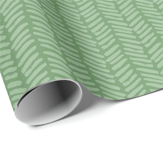Chic Light Forest Dark Sage Green Striped Zigzag Geschenkpapier (Rolleneckpunkt)
