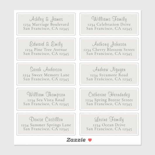 Chic Light Gray Wedding Guest Address Labels (Blatt)