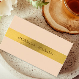 Chic light orange pastel gold frame business card visitenkarte