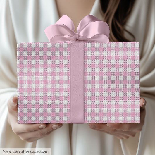 Chic Light Pink Checkered 60th Birthday Gift Wrap Geschenkpapier