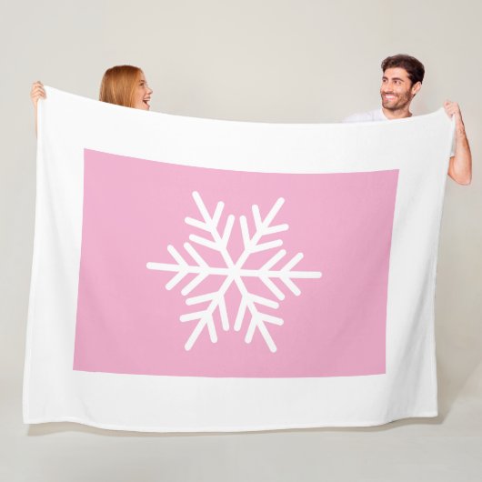 Chic Light Pink Color Block Weiße Schneeflocke Bor Fleecedecke (Beispiel)
