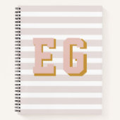 Chic Light Pink Preppy Monogram Initial Leinwand Notizblock (Vorderseite)