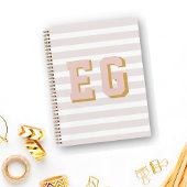 Chic Light Pink Preppy Monogram Initial Leinwand Notizblock