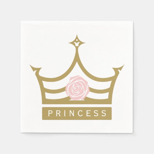 Chic Light Pink Rose und Gold Princess Crown Serviette (Vorderseite)