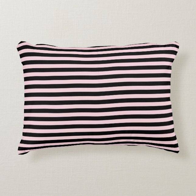 Chic Light Pink und Black Striping Dekokissen (Vorderseite)