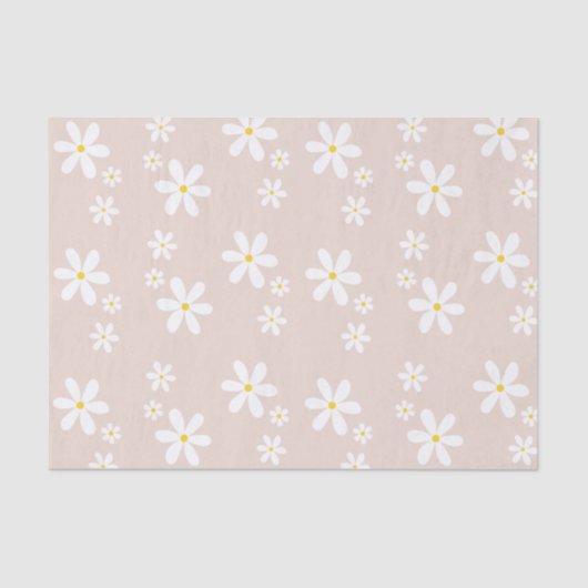 Chic Light Pink & White Daisy Wiederholung Muster Seidenpapier (Vorderseite)